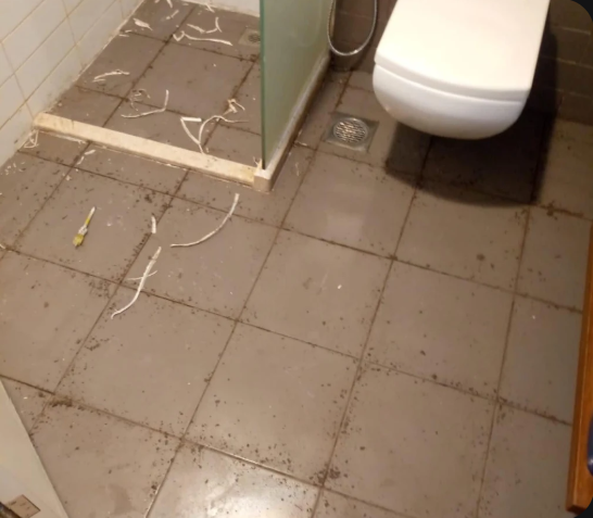Bathroom floor before tile repair